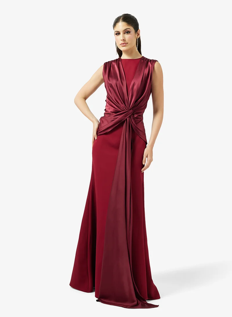 Draped A-line Evening Gown